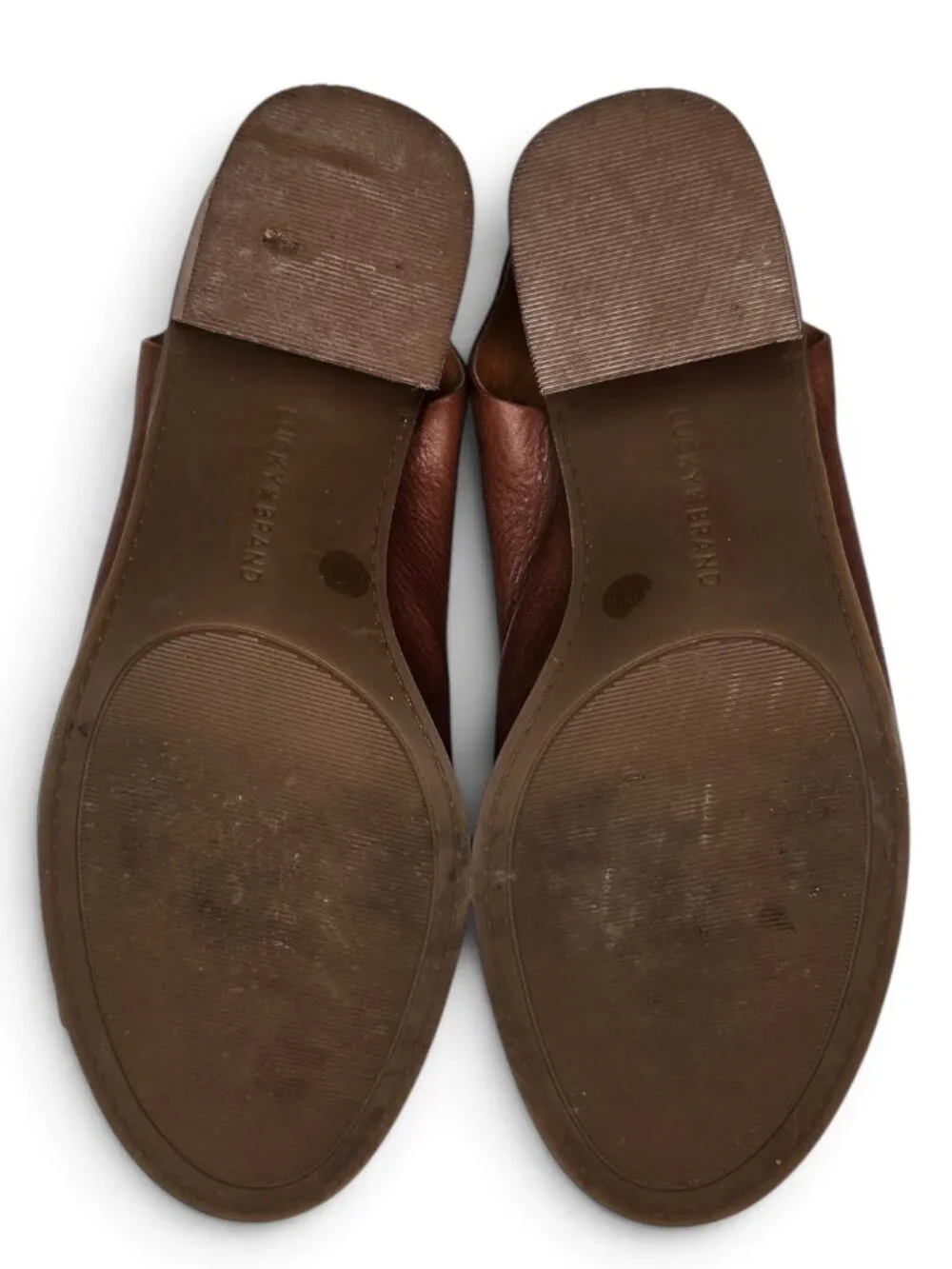 Lucky Brand Rhazy Leather Slingback Heels Pebble Brown Cut Out Front Slit 8.5